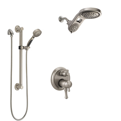 Delta Cassidy Dual Control Handle Stainless Steel Finish Shower System, Integrated Diverter, Dual Showerhead, and Hand Shower with Grab Bar SS27897SS5