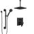 Delta Pivotal Matte Black Finish Integrated Diverter Shower System with Grab Bar Mount Hand Shower and Large Square Ceiling Rain Showerhead SS27899BL1