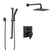 Delta Pivotal Matte Black Finish Modern Integrated Diverter Shower System with Wall Mounted Rain Showerhead and Hand Sprayer on Slidebar SS27899BL4