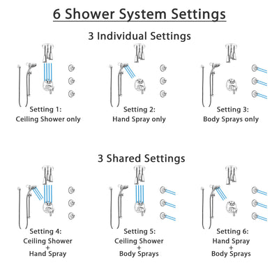 Delta Trinsic Chrome Dual Control Handle Shower System, Integrated Diverter, Ceiling Mount Showerhead, 3 Body Sprays, and Temp2O Hand Shower SS279595