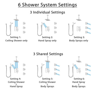 Delta Ara Dual Control Handle Stainless Steel Finish Integrated Diverter Shower System, Ceiling Showerhead, 3 Body Sprays, and Hand Shower SS27967SS12
