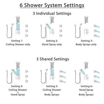 Delta Ara Dual Control Handle Stainless Steel Finish Shower System, Integrated Diverter, Ceiling Showerhead, 3 Body Sprays, and Hand Shower SS27967SS7