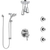 Delta Cassidy Chrome Dual Control Handle Shower System, Integrated Diverter, Ceiling Mount Showerhead, 3 Body Sprays, and Temp2O Hand Shower SS279979