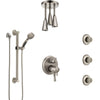 Delta Cassidy Dual Control Handle Stainless Steel Finish Shower System, Ceiling Showerhead, 3 Body Jets, Grab Bar Hand Spray SS27997SS4