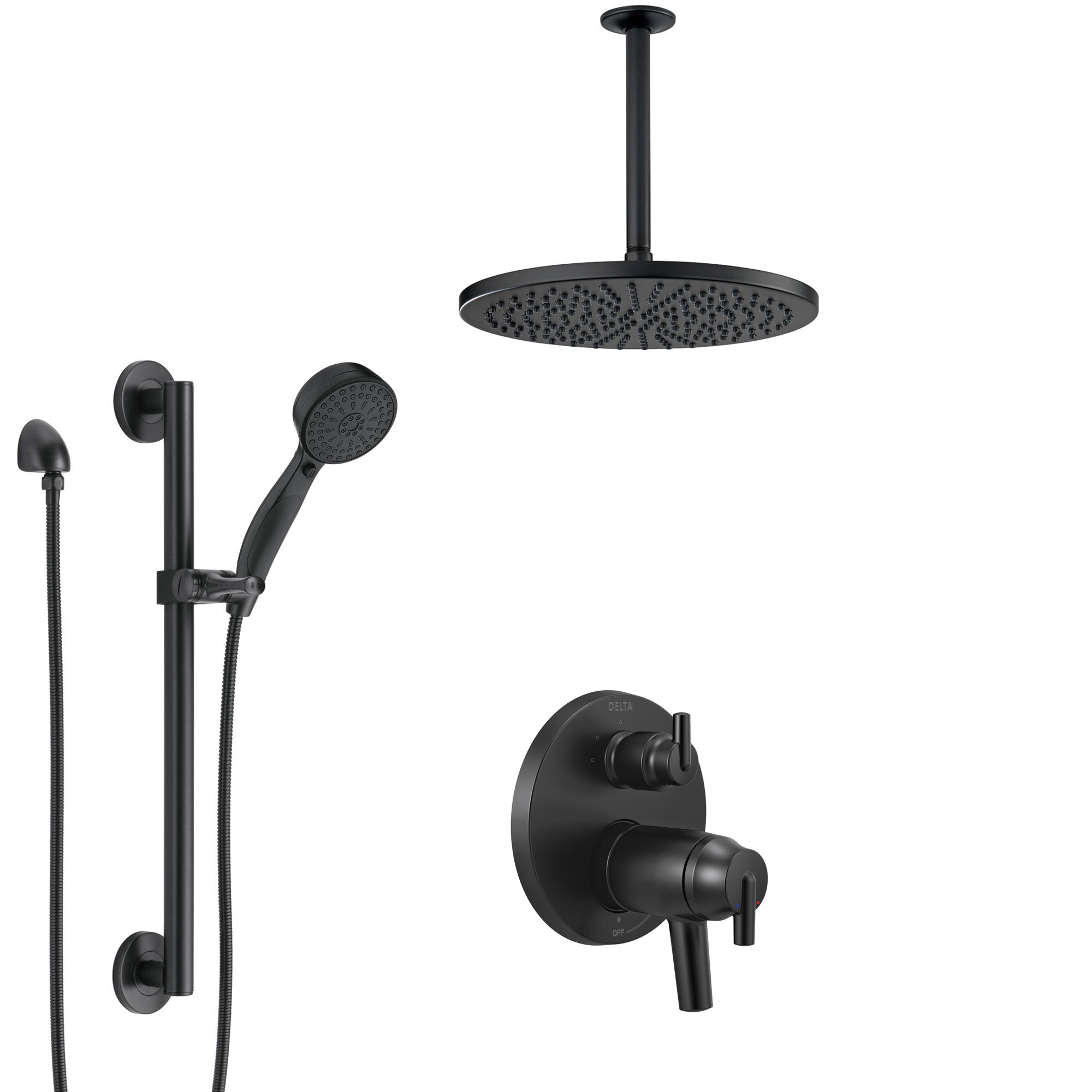 Delta Trinsic Matte Black Finish Built-in Diverter Shower System with 