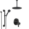 Delta Trinsic Matte Black Thermostatic Integrated Diverter Shower System with Large Round Ceiling Showerhead and Hand Shower with Grab Bar SS27T859BL1