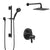Delta Trinsic Matte Black Finish Wall Mount Rain Showerhead and Slide Bar Hand Sprayer Thermostatic Shower System with Integrated Diverter SS27T859BL4