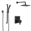 Delta Ara Matte Black Finish Shower System with Integrated Diverter Control, Wall Mount Rain Showerhead, and Hand Shower with Slidebar SS27T867BL4