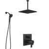 Delta Ara Matte Black Finish Integrated Diverter Shower System with Large Ceiling Rain Showerhead and Sure Dock Detachable Hand Shower SS27T867BL8