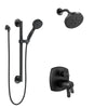 Delta Stryke Matte Black Integrated Diverter Thermostatic Shower System with Wall Mount Multi-Setting Showerhead and Grab Bar Hand Spray SS27T876BLX5