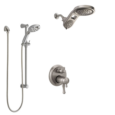 Delta Cassidy Dual Thermostatic Control Stainless Steel Finish Shower System, Integrated Diverter, Dual Showerhead, and Temp2O Hand Shower SS27T897SS7