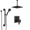 Delta Pivotal Matte Black 17T Modern Angular Integrated Diverter Shower System with Large Ceiling Showerhead and Hand Spray with Grab Bar SS27T899BL1
