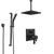 Delta Pivotal Matte Black 17T Modern Angular Integrated Diverter Shower System with Large Ceiling Showerhead and Hand Spray with Slide Bar SS27T899BL2