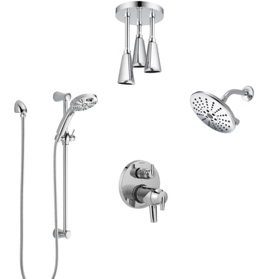 Delta Trinsic Chrome Dual Thermostatic Control Shower System, Integrated Diverter, Showerhead, Ceiling Showerhead, and Temp2O Hand Shower SS27T95912