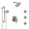 Delta Trinsic Dual Thermostatic Control Stainless Steel Finish Shower System, Showerhead, 3 Body Jets, Grab Bar Hand Spray SS27T959SS9