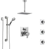 Delta Ara Chrome Dual Thermostatic Control Integrated Diverter Shower System, Ceiling Showerhead, 3 Body Sprays, and Grab Bar Hand Shower SS27T9679
