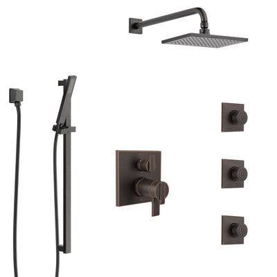 Delta Ara Venetian Bronze Shower System with Dual Thermostatic Control, Integrated Diverter, Showerhead, 3 Body Sprays, and Hand Shower SS27T967RB8