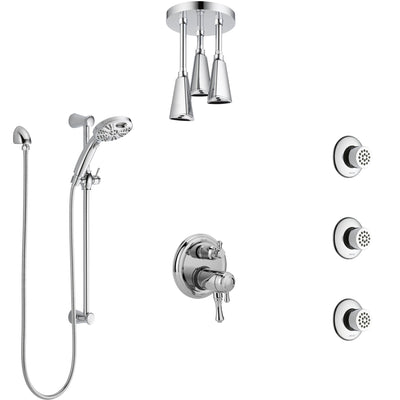 Delta Cassidy Chrome Dual Thermostatic Control Shower System, Integrated Diverter, Ceiling Showerhead, 3 Body Sprays, and Temp2O Hand Shower SS27T9978