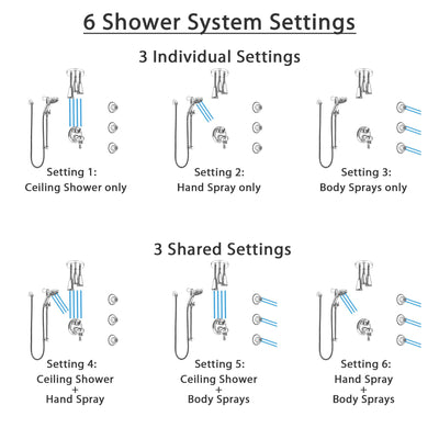 Delta Cassidy Chrome Dual Thermostatic Control Shower System, Integrated Diverter, Ceiling Showerhead, 3 Body Sprays, and Temp2O Hand Shower SS27T9978