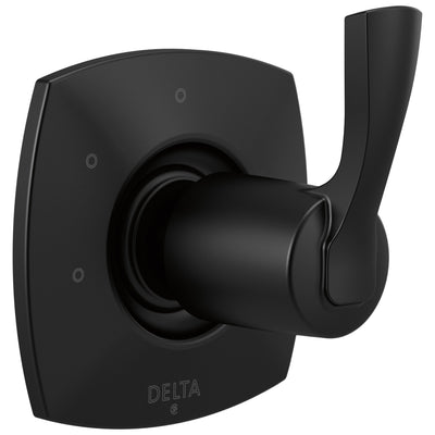 Delta Stryke Matte Black Finish 3 Function 2 Outlet Port Shower System Diverter Includes Lever Handle and Rough-in Valve D3576V