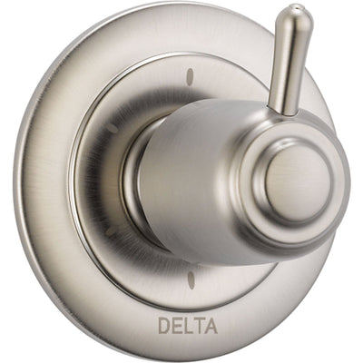 Delta Stainless Steel Finish 6 Setting 3-Port Shower Diverter Fixture with Single Lever Handle INCLUDES Rough-in Valve D1325V