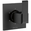 Delta Ara Collection Matte Black Finish Modern Square Lever Handle 6-Setting 3-Port Shower Diverter Includes Rough-in Valve D2548V