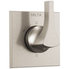 Delta Zura Collection Stainless Steel Finish 6-Setting 3-Port Modern Shower Diverter Includes Rough-in Valve D2050V