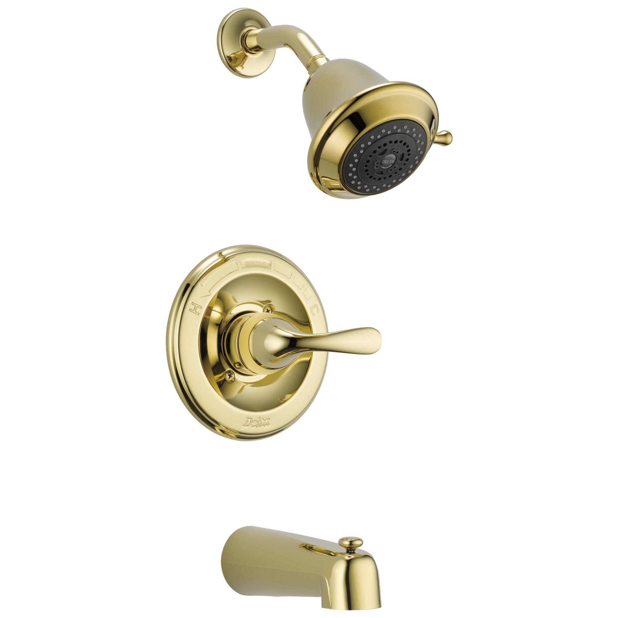 Delta Polished Brass Finish Monitor 13 Series 1 Handle Pressure Balanced Tub & Shower Combination Faucet Trim (Valve Sold Separately) DT13420PBSHCCER