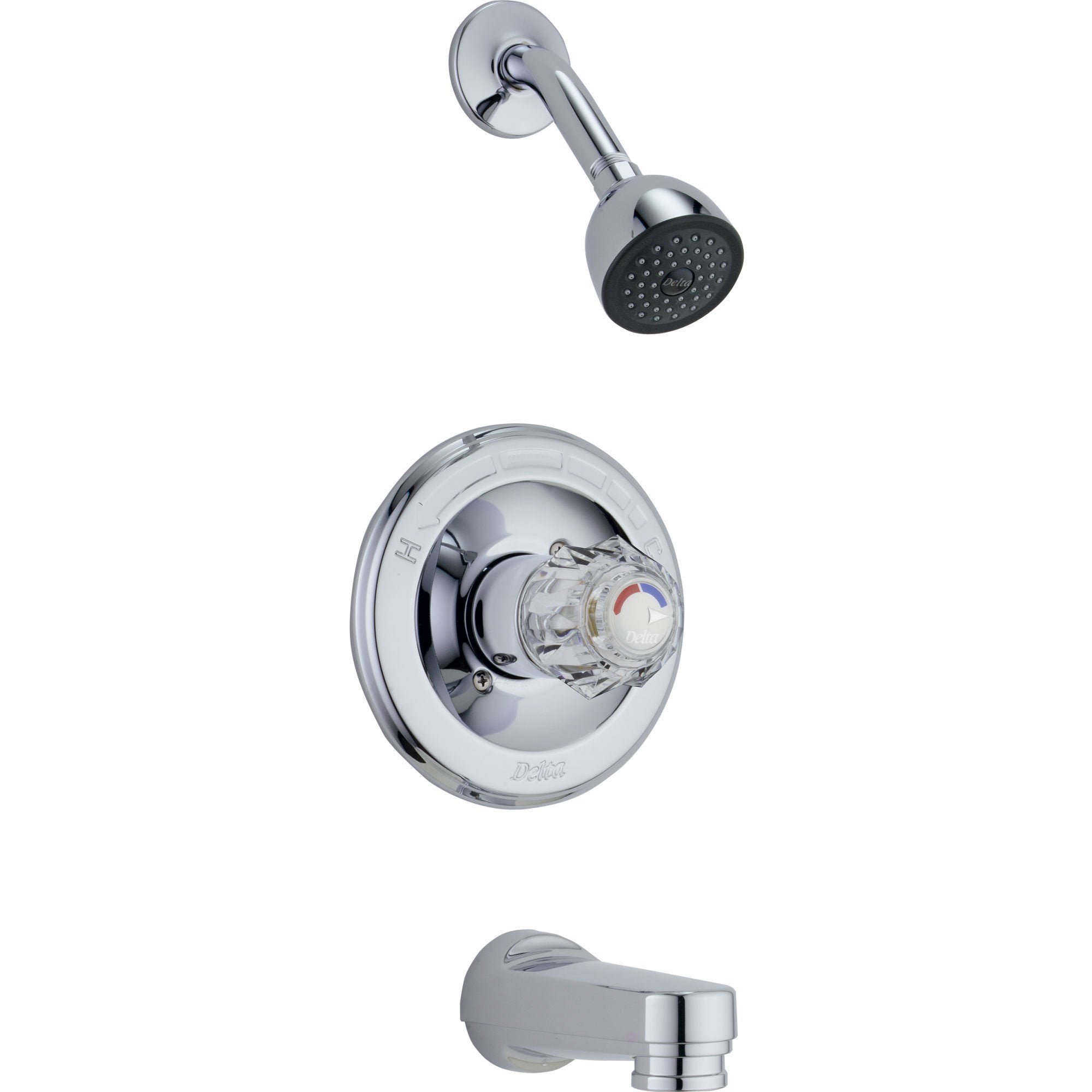 Delta Classic Chrome Single Control Knob Tub and Shower Faucet with Valve D304V