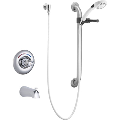 Delta Core Chrome Tub Only Faucet w/ Hand Shower & Grab Bar Includes Valve D962V
