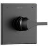 Delta Zura Matte Black Finish Monitor 14 Series Shower Control Only Trim Kit (Requires Valve) DT14074BL