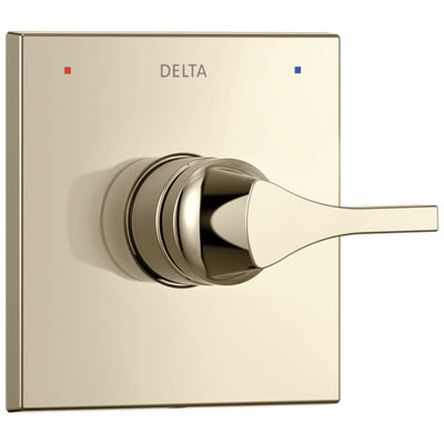 Delta Zura Collection Polished Nickel Monitor 14 Series Single Handle Square Shower Faucet Control Handle Includes Rough-in Valve with Stops D2041V