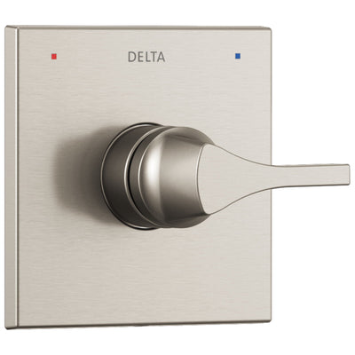 Delta Zura Collection Stainless Steel Finish Monitor 14 Single Handle Square Shower Faucet Control Handle Includes Rough-in Valve without Stops D2038V