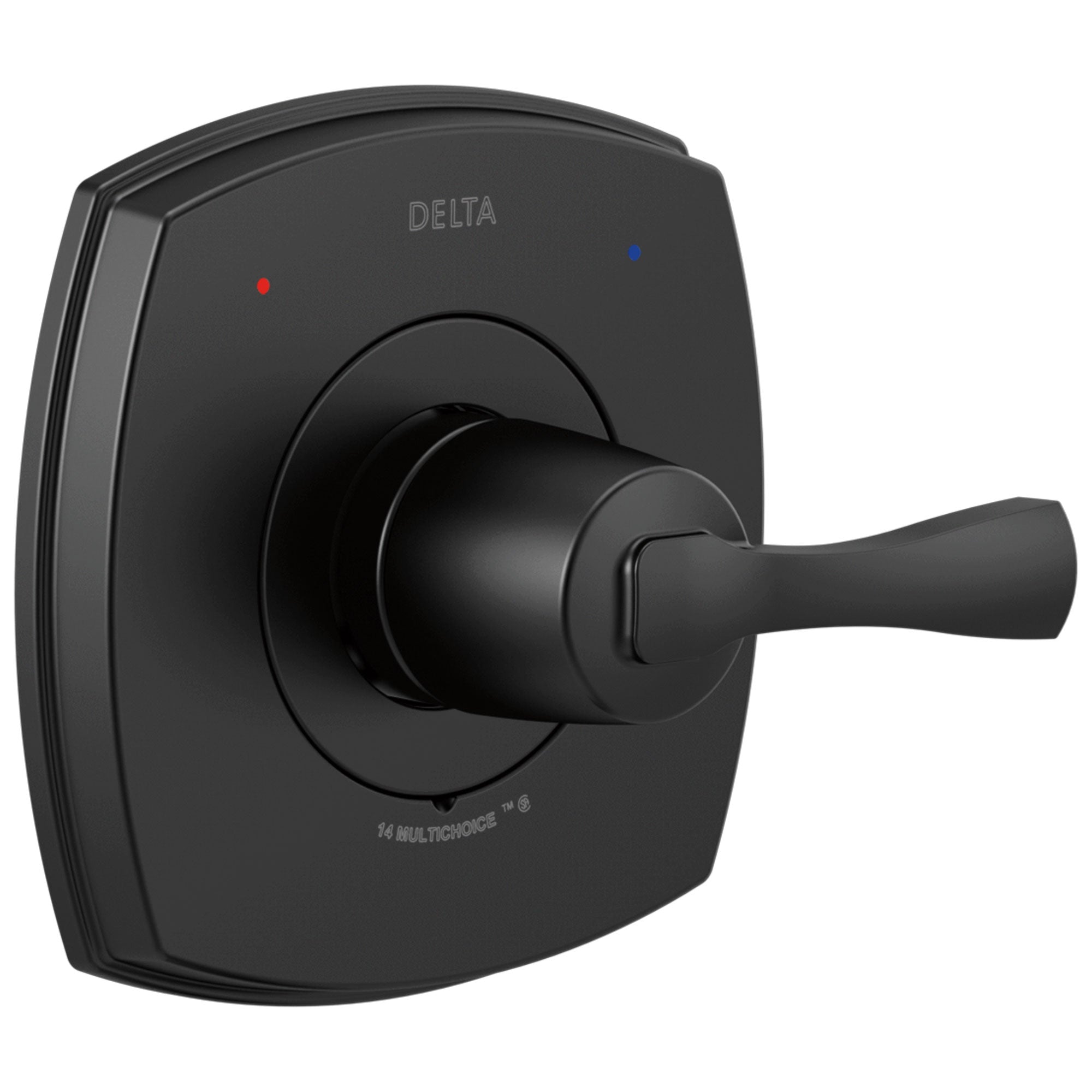 Delta Stryke Matte Black Finish 14 Series Single Lever Handle Shower Faucet Control Only Trim Kit (Requires Valve) DT14076BL