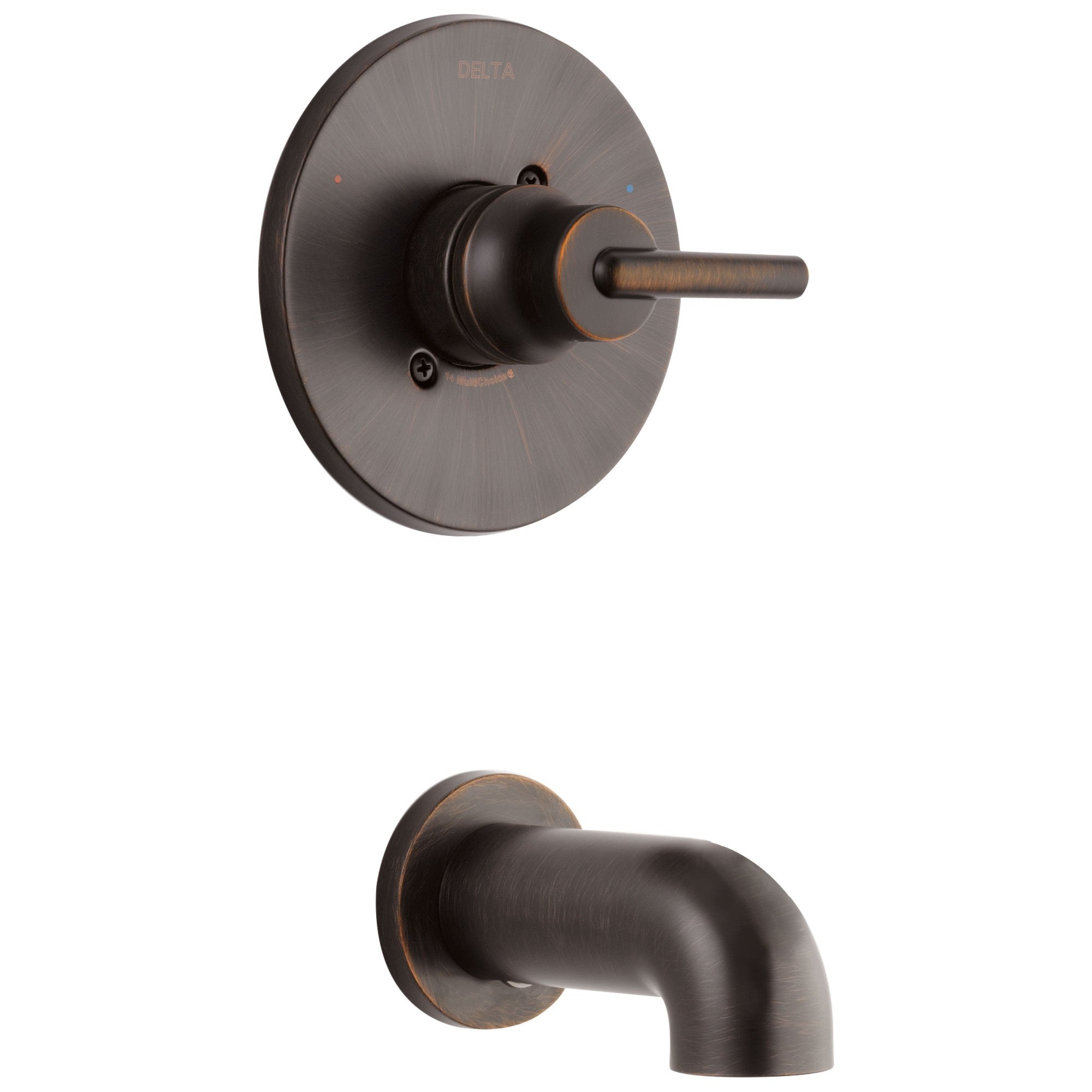 Delta Trinsic Collection Venetian Bronze Monitor 14 Modern Single Lever Handle Wall Mounted Tub only Faucet Includes Rough-in Valve without Stops D2493V