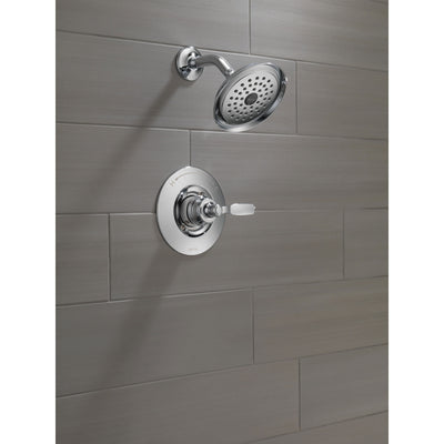 Delta Woodhurst Chrome Finish Shower only Faucet Includes Single Lever Handle, Cartridge, and Valve with Stops D3522V