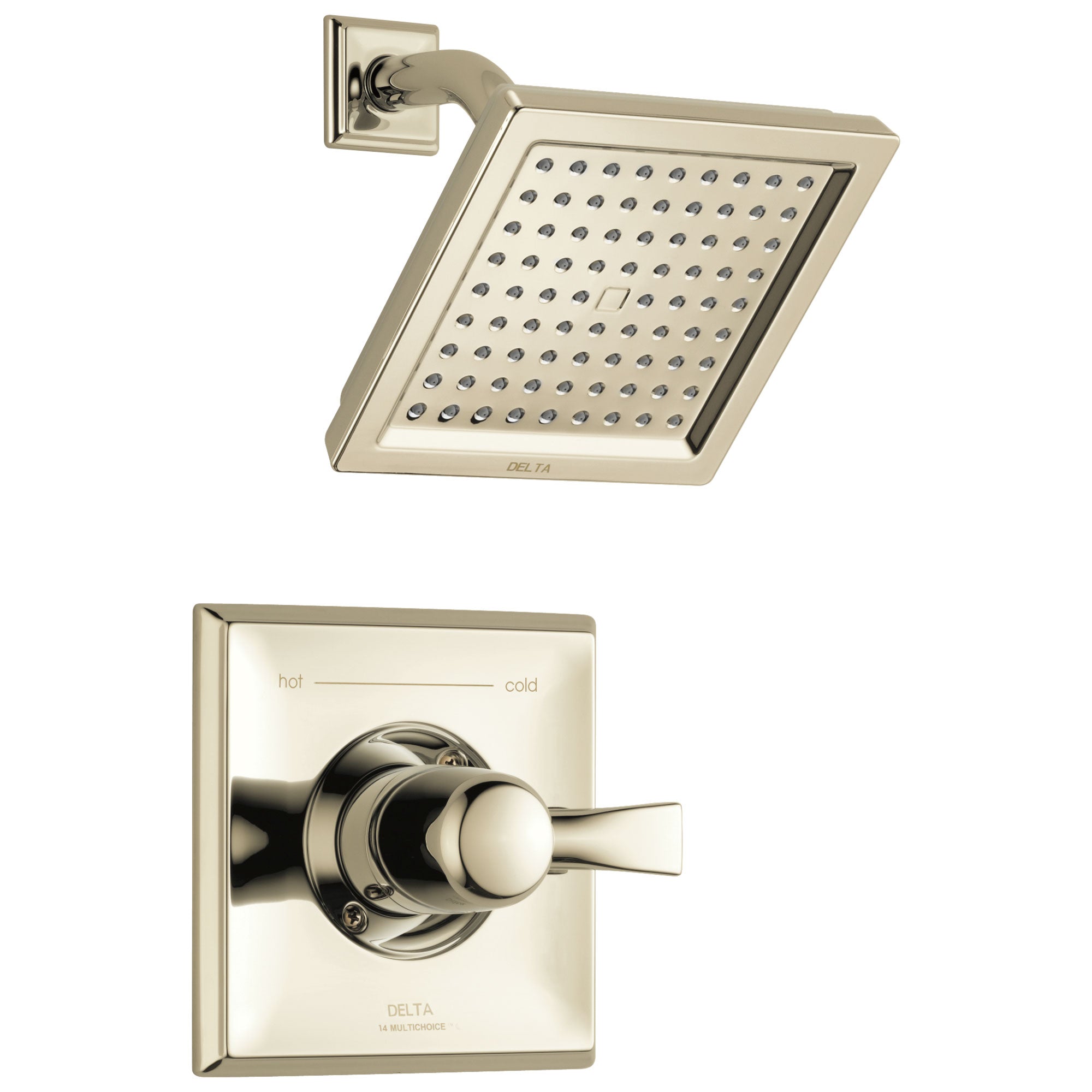 Delta Dryden Collection Polished Nickel Monitor 14 Water Efficient 1.75 GPM Square Shower only Faucet Includes Rough-in Valve without Stops D2473V