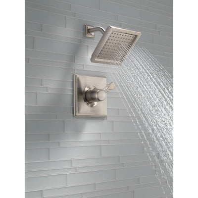 Delta Dryden Collection Stainless Steel Finish Monitor 14 Series 2.5 GPM Square Shower only Faucet Includes Rough-in Valve with Stops D2472V