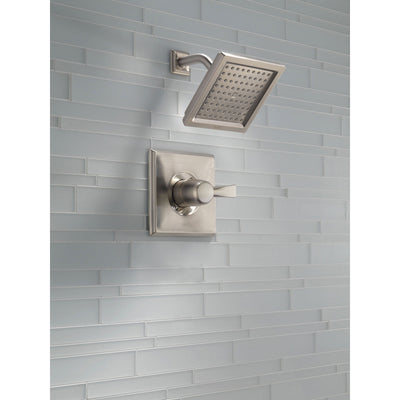 Delta Dryden Collection Stainless Steel Finish Monitor 14 Water Efficient Square Shower only Faucet Includes Rough-in Valve without Stops D2467V