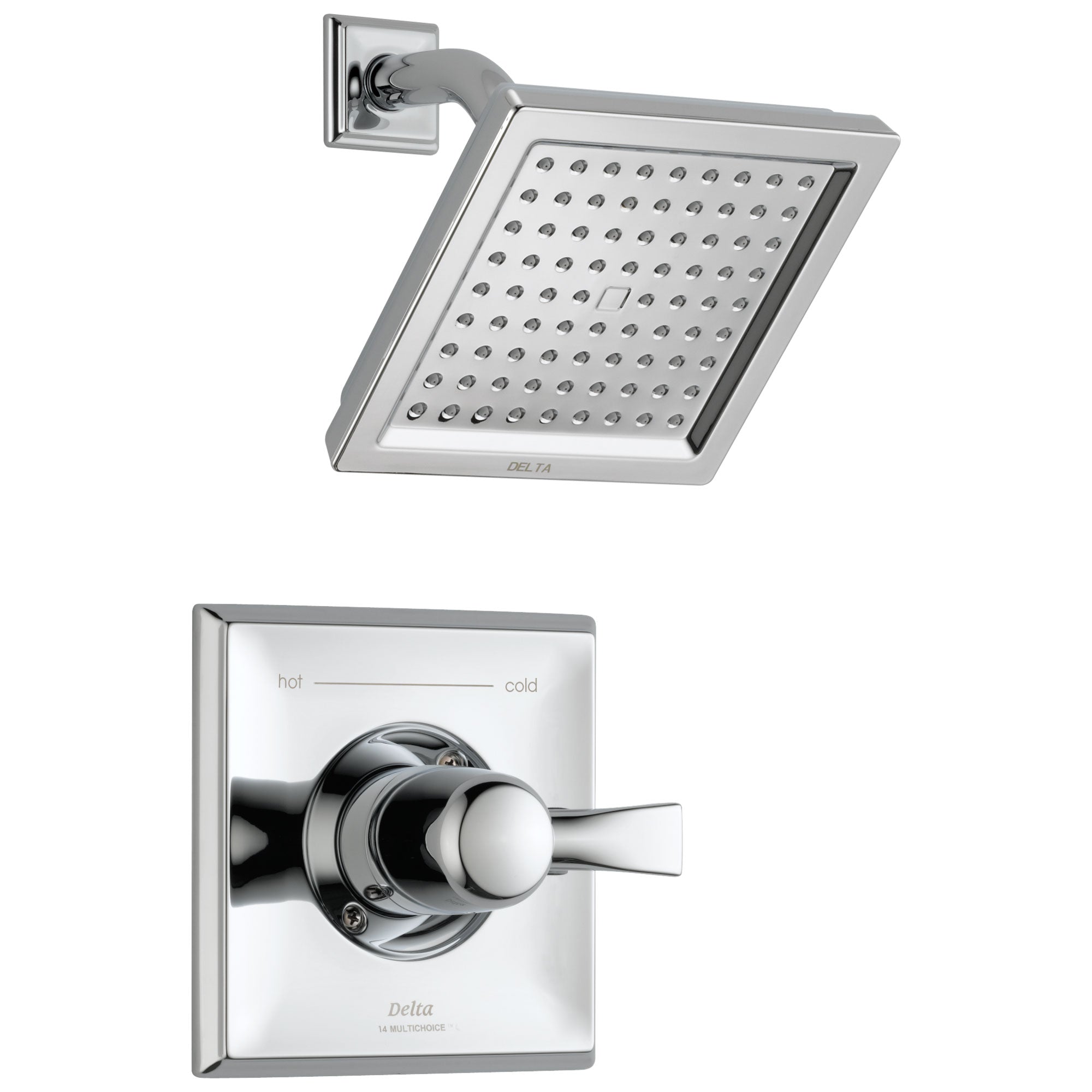Delta Dryden Collection Chrome Finish Monitor 14 Series Water Efficient 1.75 GPM Square Shower only Faucet Includes Rough-in Valve without Stops D2465V