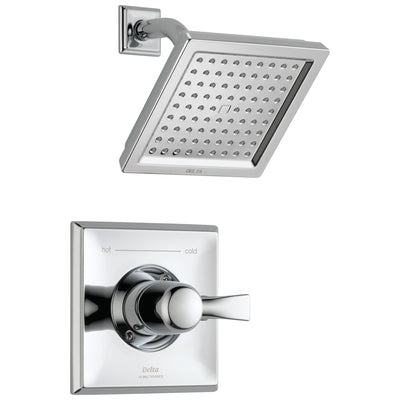 Delta Dryden Collection Chrome Finish Monitor 14 Series Water Efficient 1.75 GPM Square Shower only Faucet Includes Rough-in Valve with Stops D2466V