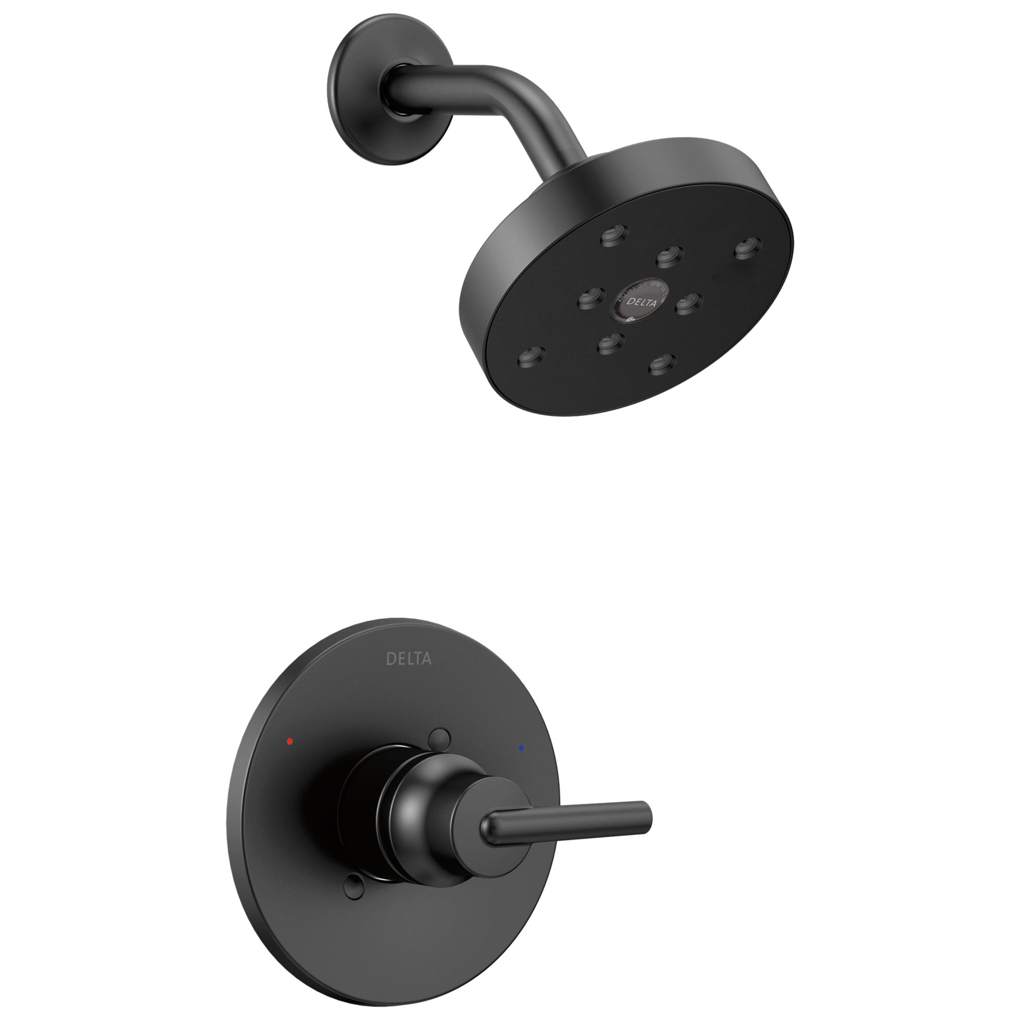 Delta Trinsic Collection Matte Black Finish Monitor 14 Watersense Modern Round Single Lever Shower only Faucet Includes Rough-in Valve with Stops D2456V