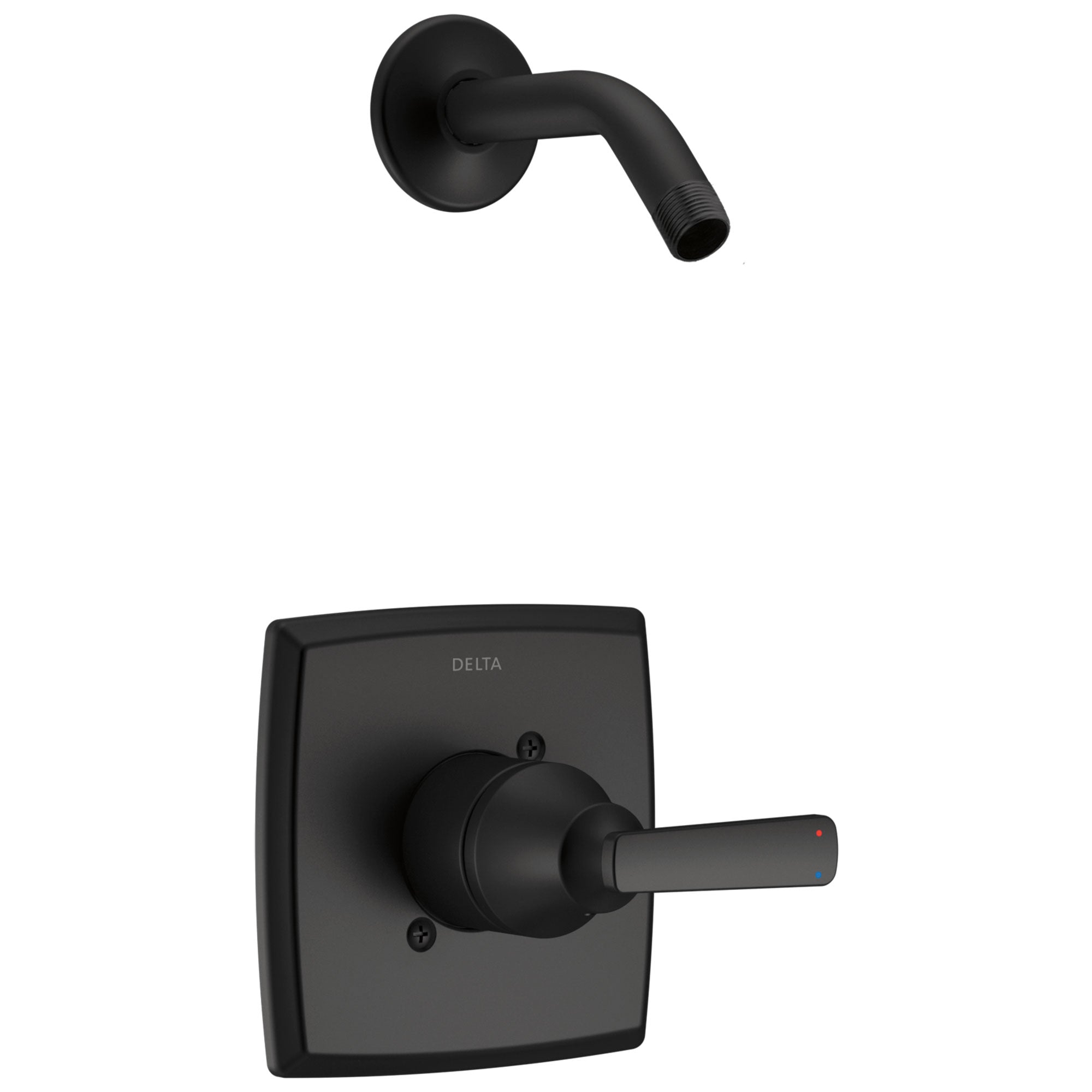 Delta Ashlyn Matte Black Finish Monitor 14 Series Shower Only Faucet Less Showerhead Includes Single Handle, Cartridge, and Valve with Stops D3504V