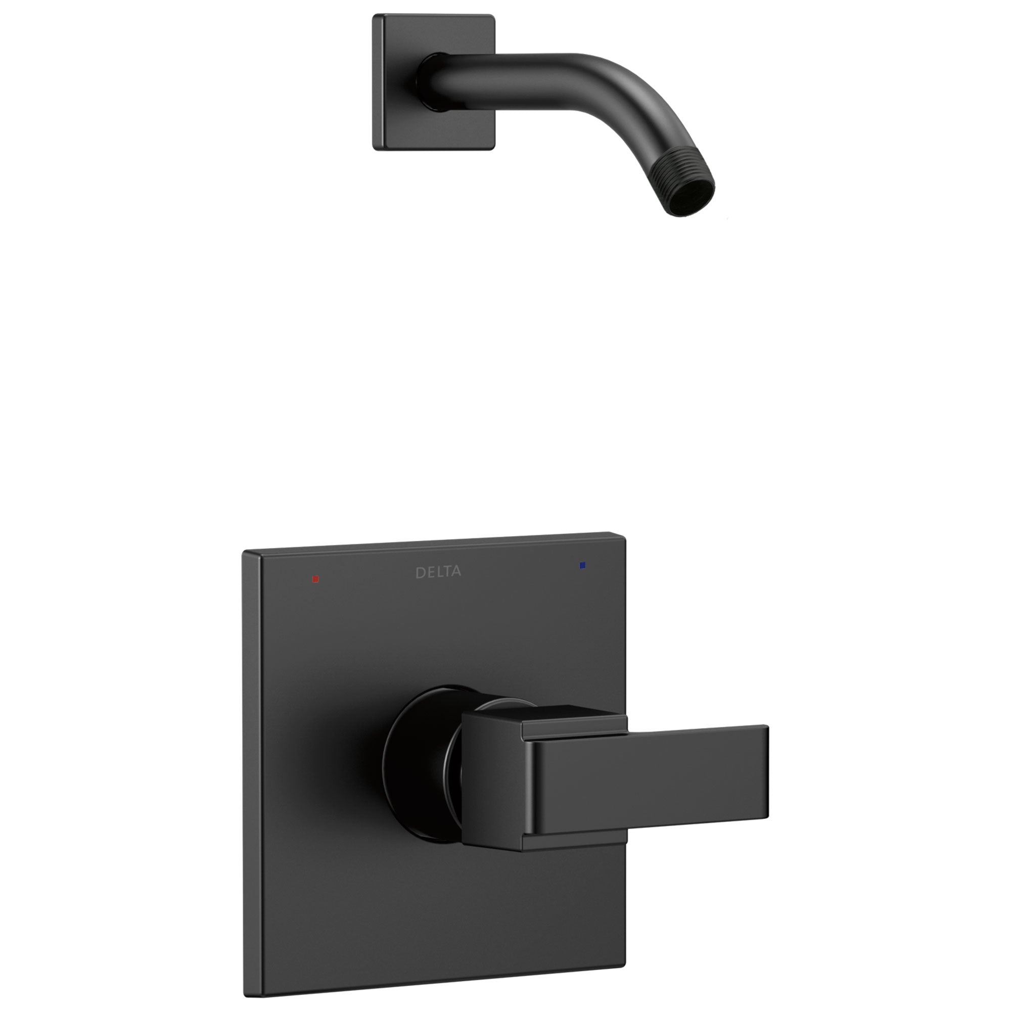 Delta Ara Collection Matte Black Finish Monitor 14 Modern Square Plate Single Handle Shower only Trim - Less Showerhead Includes Valve without Stops D2437V