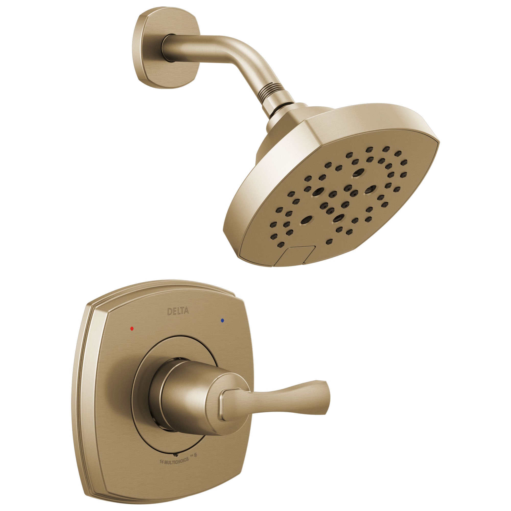 Delta Stryke Champagne Bronze Finish 14 Series Shower Only Faucet Includes Single Lever Handle, Cartridge, and Rough-in Valve with Stops D3490V