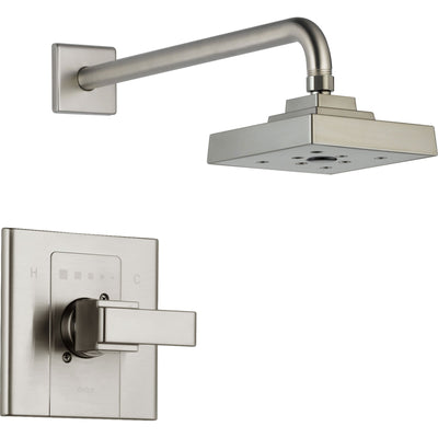 Delta Arzo Stainless Steel Finish Modern Square Shower Faucet with Valve D653V