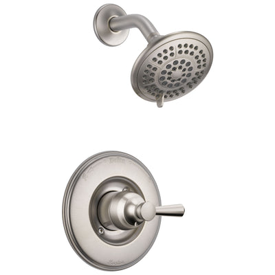 Delta Linden Collection Stainless Steel Finish Monitor 14 Contemporary Style Single Lever Shower only Faucet Includes Rough-in Valve with Stops D2428V