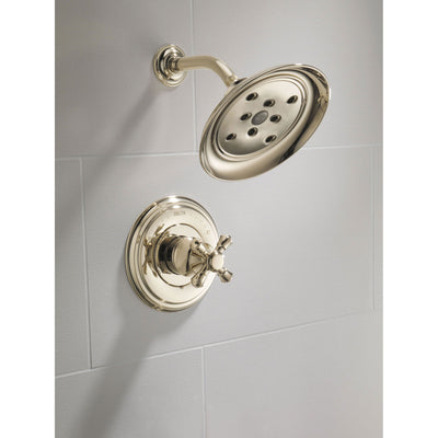 Delta Cassidy Polished Nickel Finish 14 Series Shower Only Faucet INCLUDES Rough-in Valve with Stops and Single Cross Handle D1223V