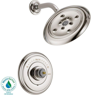 Delta Polished Nickel Finish Cassidy Monitor 14 Series Single Cross Handle Shower Only Faucet INCLUDES Rough-in Valve Package D092CR