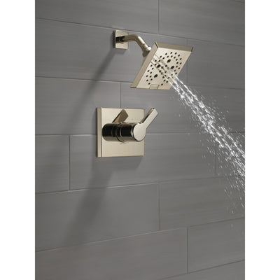Delta Pivotal Polished Nickel Finish Monitor 14 Series Shower only Faucet Includes Single Lever Handle, Cartridge, and Valve with Stops D3476V